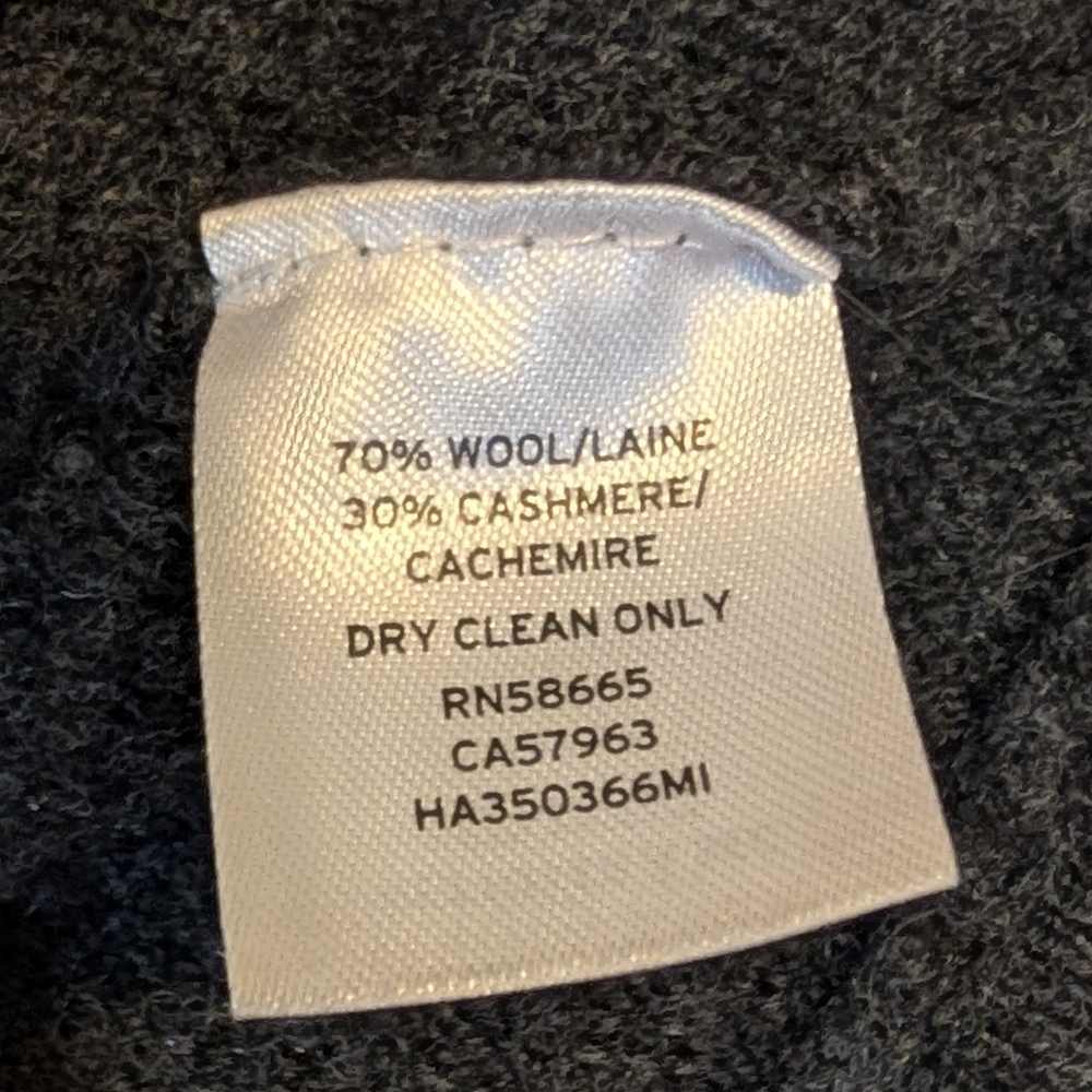 Halogen Wool Cashmere Blend Sweater Side Slit Hem Charcoal Grey Tunic - Picture 8 of 9